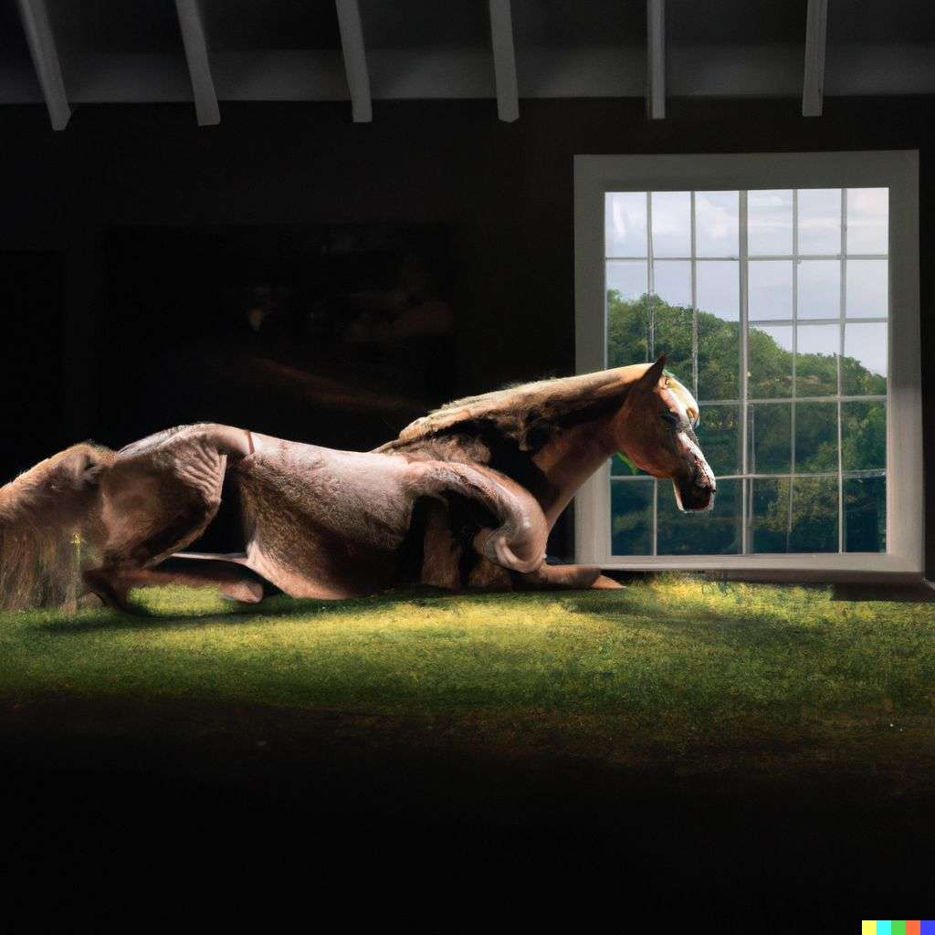 a horse, photograph taken by Gregory Crewdson